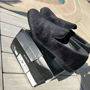 Men suede, black loafer dress shoes
